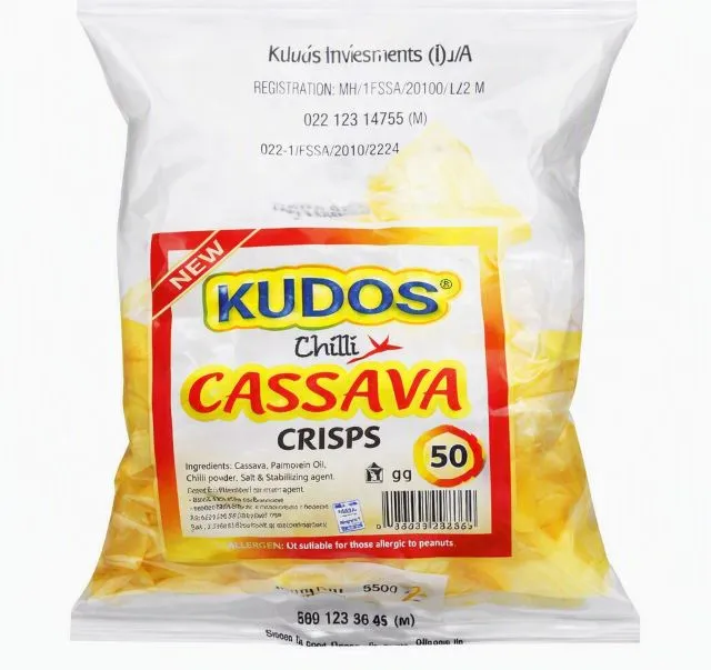 Kudos Cassava Chilli Crisps 50Gms